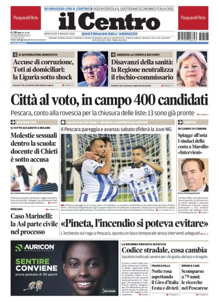 Prima-pagina-il centro-oggi-edizione-del-2024-05-08